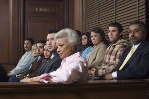 jurors in witness stand of court house